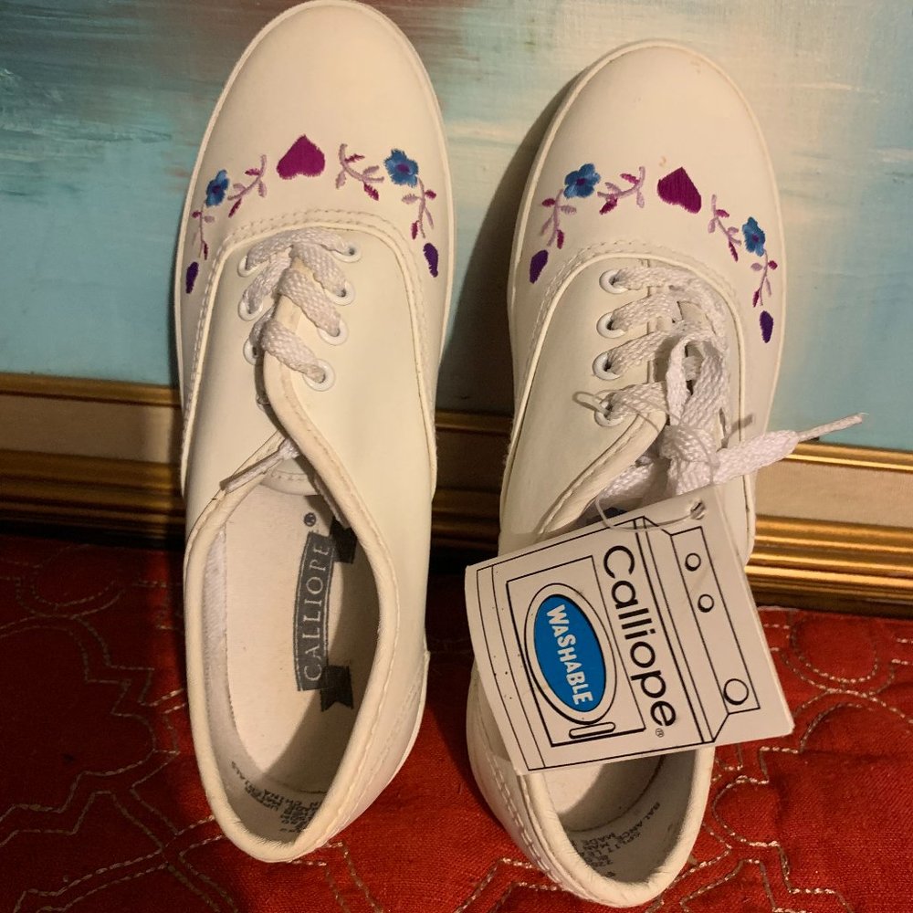 NEW! Kids calliope floral split leather sneakers  little girl 2.5